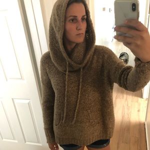 Kensie tan sweater with “hood”